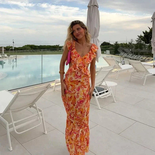 Dove - Vestido estampado con volant