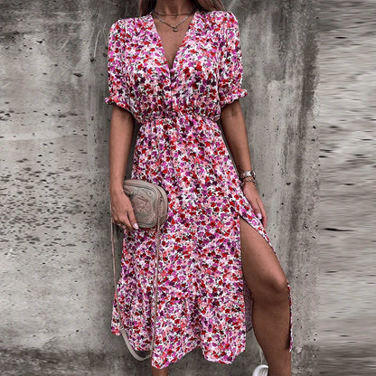 Ariana - Vestido con estampado floral y abertura