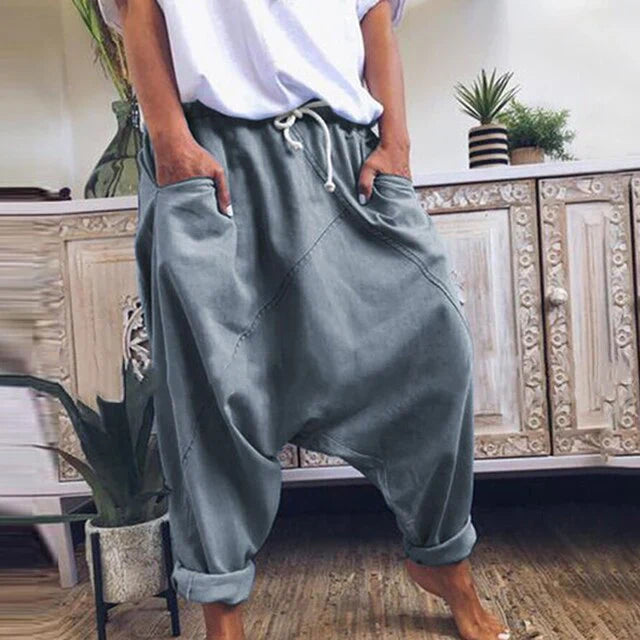 Lyricelle – Elegantes pantalones de harén de algodón