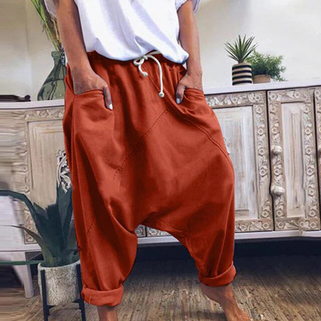 Lyricelle – Elegantes pantalones de harén de algodón