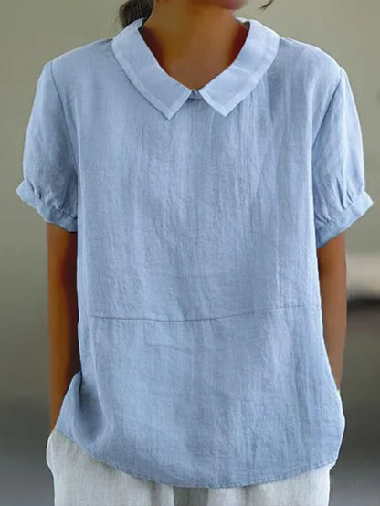 Zinnia – Blusa de lino de manga corta