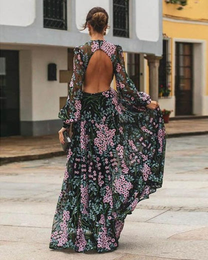 Belinda - Maxivestido vintage floral sin espalda