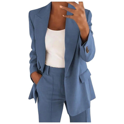 MiraSet - Conjunto de traje de mujer con americana y pantalón en color liso