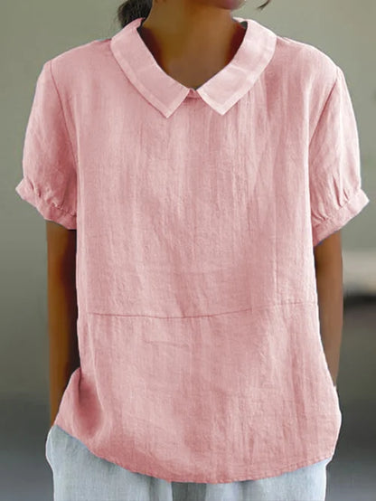 Zinnia – Blusa de lino de manga corta