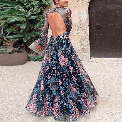Belinda - Maxivestido vintage floral sin espalda