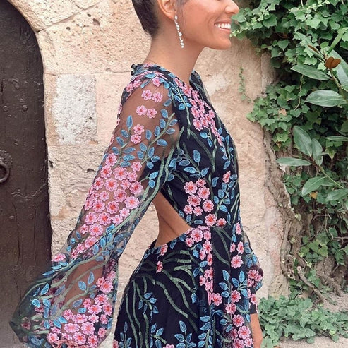 Belinda - Maxivestido vintage floral sin espalda
