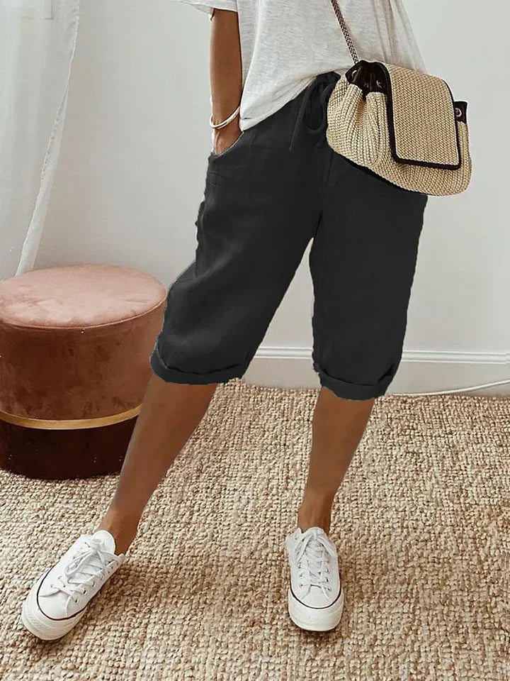 Adriada - Pantalones cortos de mujer de algodón y lin