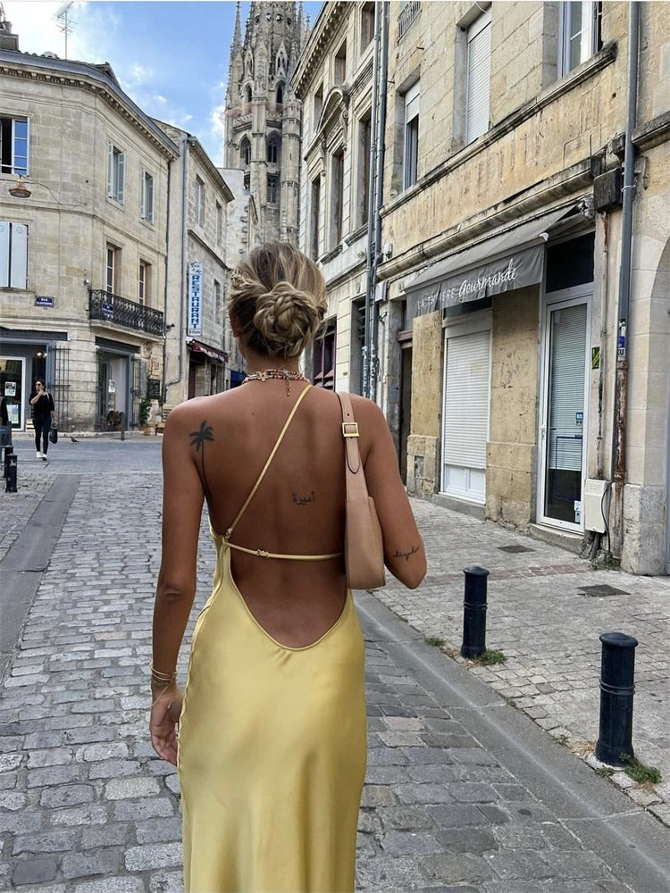 Adelaide - Elegante vestido amarillo midi
