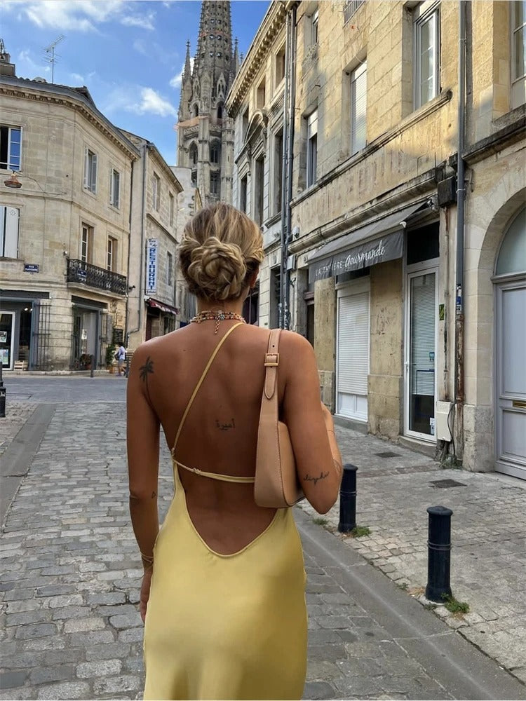 Adelaide - Elegante vestido amarillo midi