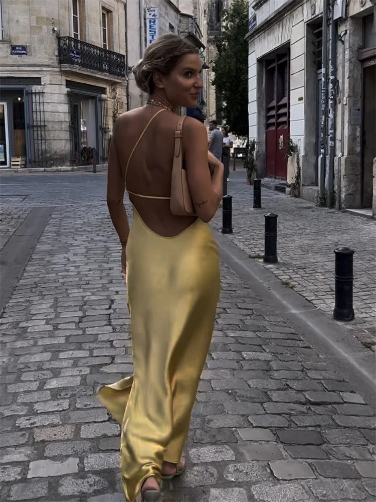 Adelaide - Elegante vestido amarillo midi