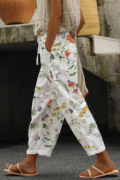 Airish - Pantalones casuales de bolsillo con botones estampados