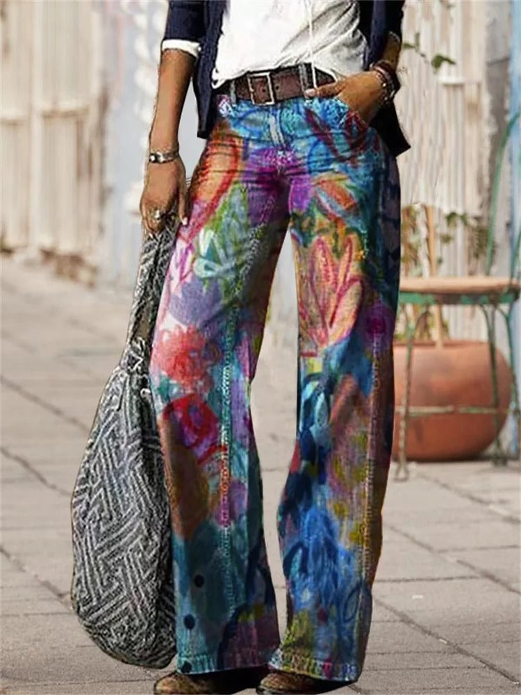 Olivette - Pantalón vaquero de sarga de algodón de alta calidad
