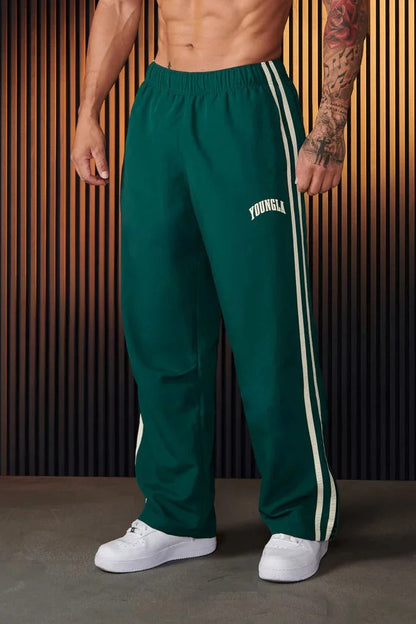 Bryan - Pantalones deportivos de hombre con estampado de rayas dobles
