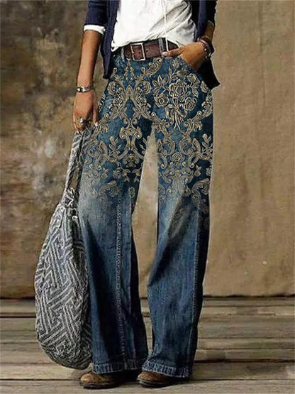 Olivette - Pantalón vaquero de sarga de algodón de alta calidad