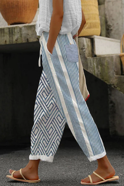 Airish - Pantalones casuales de bolsillo con botones estampados